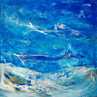 1.	Azul -Der Blau Planet - 100x100cm - Acryl, Tempera auf Leinwand